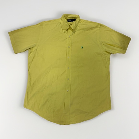 Ralph Lauren Polo L Classic Fit Collared Short Sleeve Shirt Yellow Button Down - Picture 1 of 11